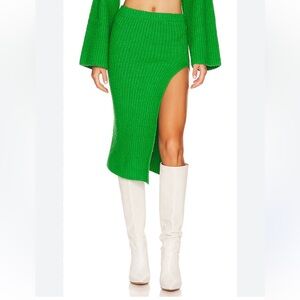 NEW L’Academie Sachiye Knit Midi Skirt in Green Size Small